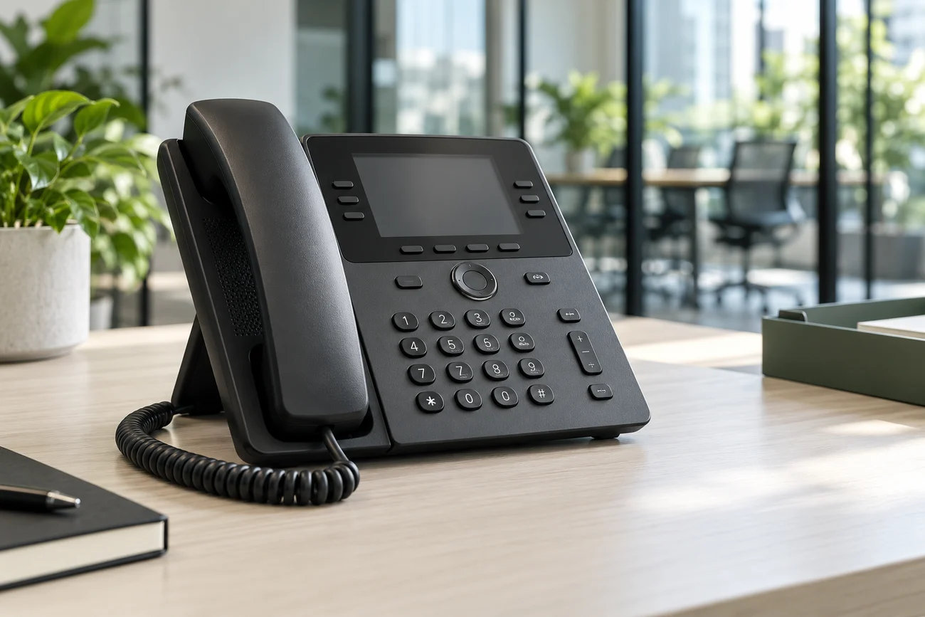 Imagem ilustrativa: Telefone IP em um escritório